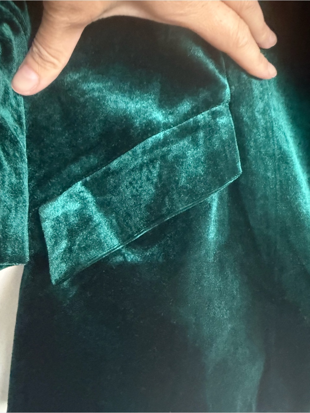 Skies Are Blue Velvet Blazer Jacket in Deep Green - Picture 3 of 12